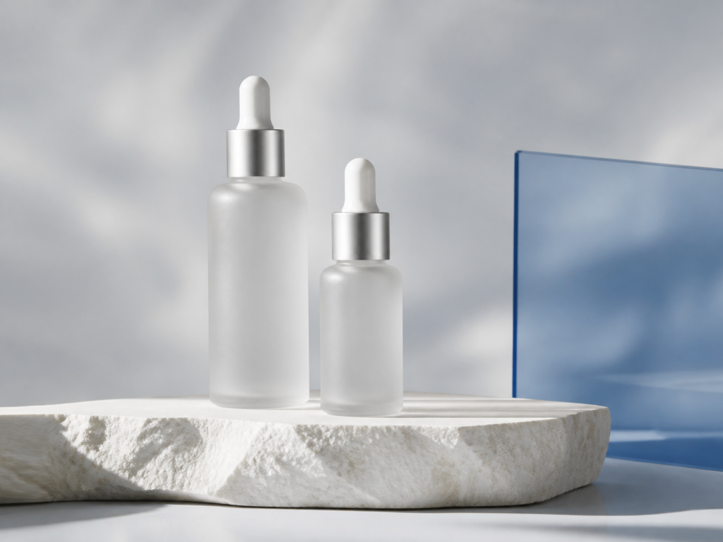 Cool-tone skincare campaign visual