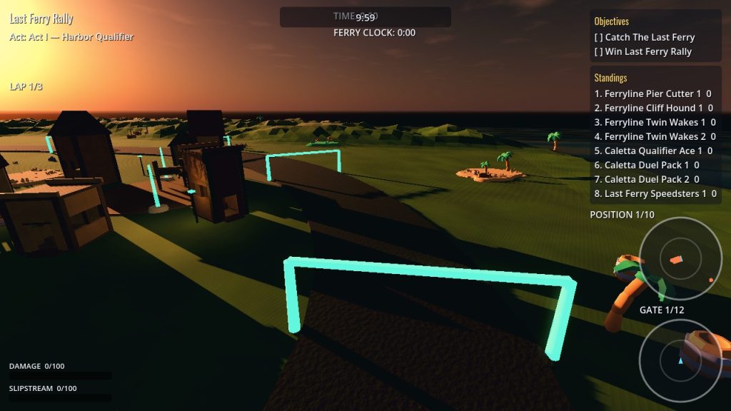 Sunset Circuit, a Fusionery-built racing game, running in the browser